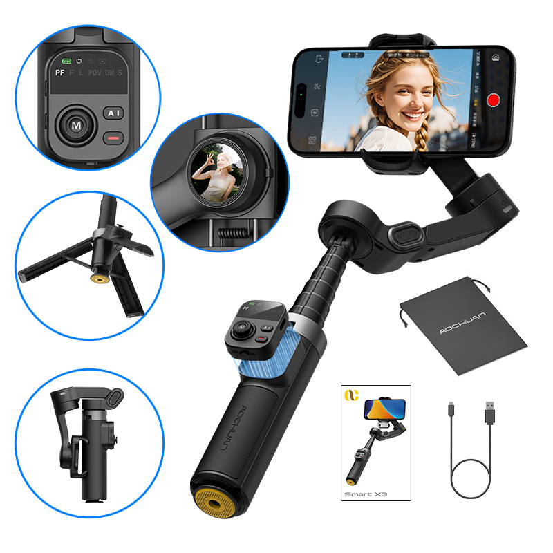 AOCHUAN Smart X3 360° Pan Rota - Auto Tracking Tripod のレビューと価格