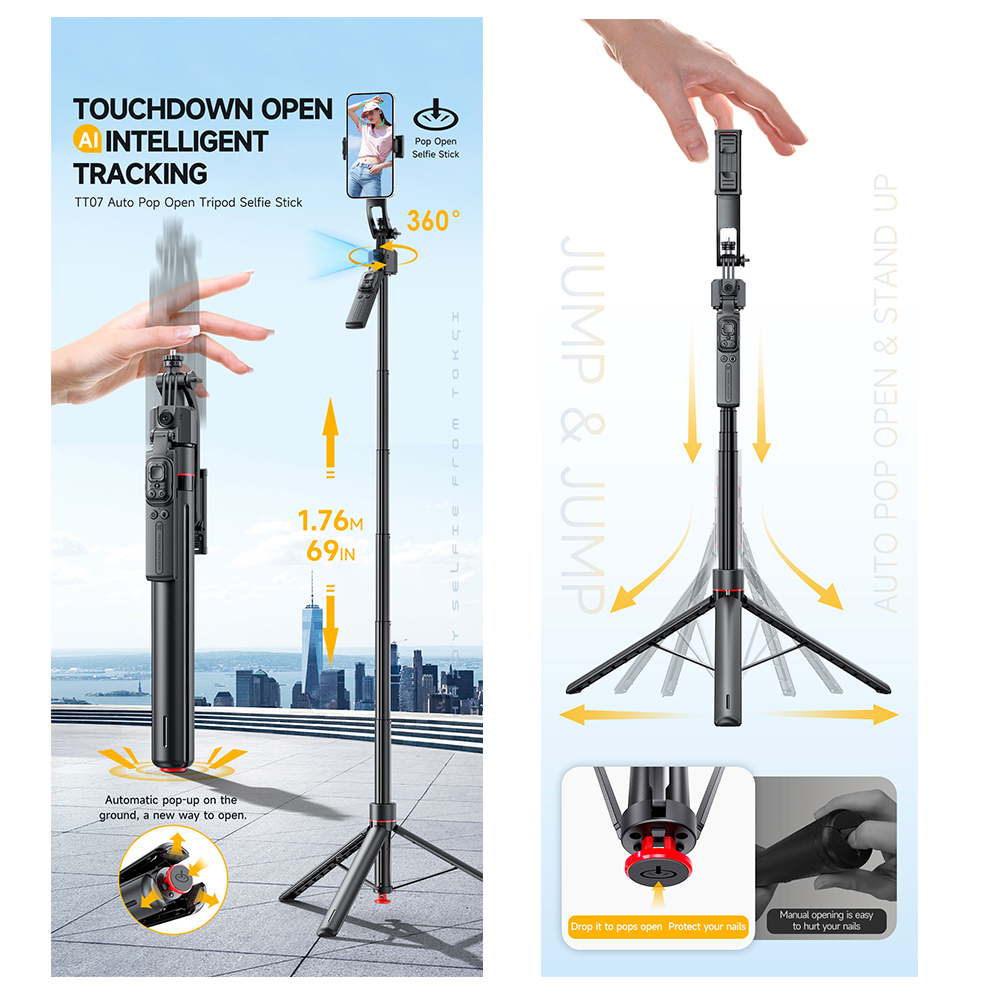 AI Gimbal Tripod Jumping Selfi - Auto Tracking Tripod のレビューと価格
